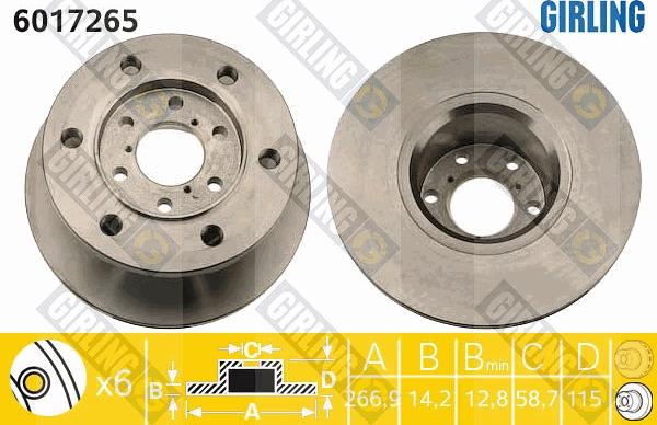 Girling 6017265 - Спирачен диск vvparts.bg