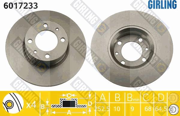 Girling 6017233 - Спирачен диск vvparts.bg