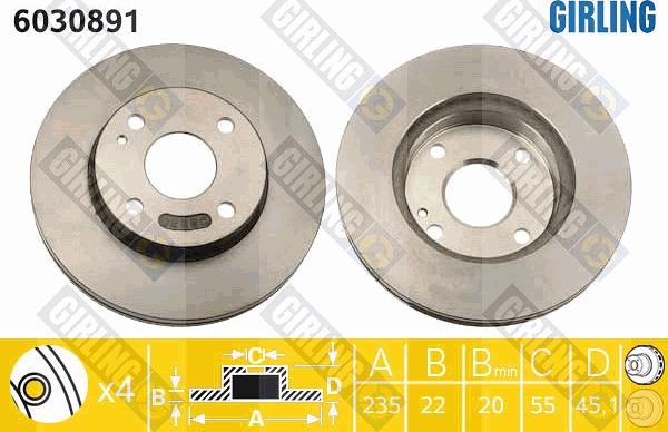 Girling 6030891 - Спирачен диск vvparts.bg