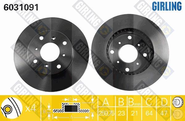 Girling 6031091 - Спирачен диск vvparts.bg