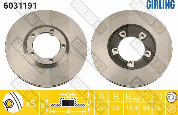 Girling 6031191 - Спирачен диск vvparts.bg