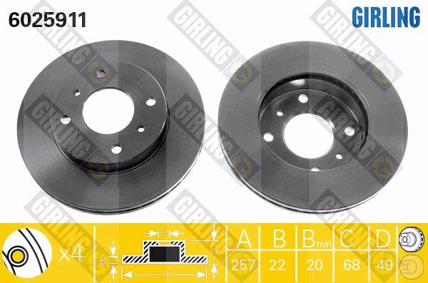 Girling 6025911 - Спирачен диск vvparts.bg