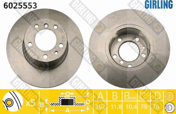 Girling 6025553 - Спирачен диск vvparts.bg