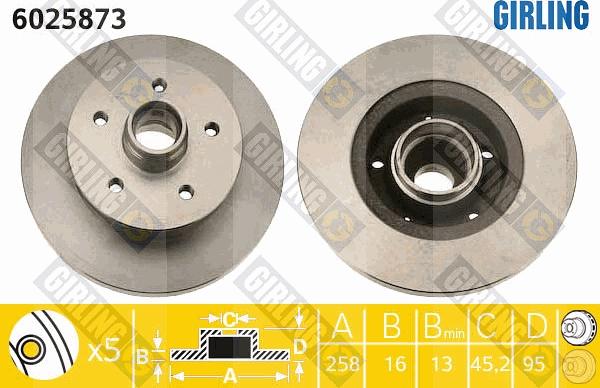 Girling 6025873 - Спирачен диск vvparts.bg