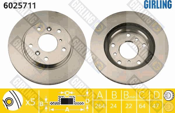 Girling 6025711 - Спирачен диск vvparts.bg