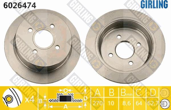 Girling 6026474 - Спирачен диск vvparts.bg