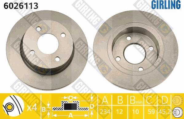 Girling 6026113 - Спирачен диск vvparts.bg