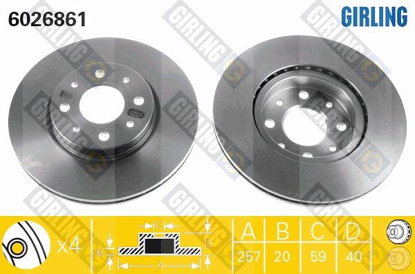 Girling 6026861 - Спирачен диск vvparts.bg