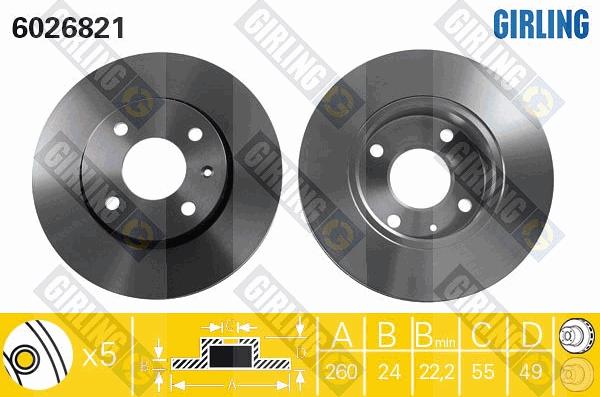 Girling 6026821 - Спирачен диск vvparts.bg