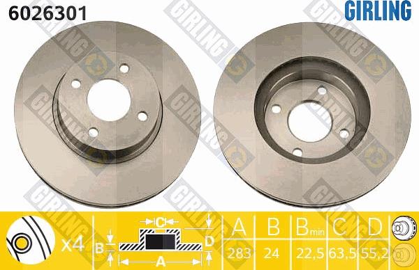 Girling 6026301 - Спирачен диск vvparts.bg