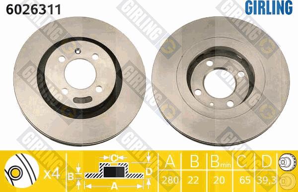 Girling 6026311 - Спирачен диск vvparts.bg