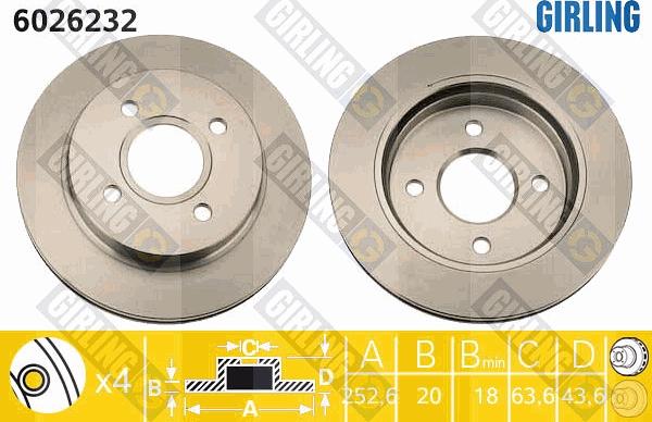 Girling 6026232 - Спирачен диск vvparts.bg