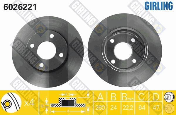 Girling 6026221 - Спирачен диск vvparts.bg