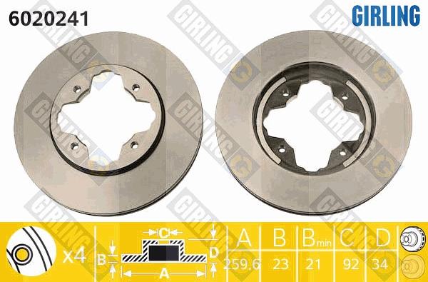 Girling 6020241 - Спирачен диск vvparts.bg