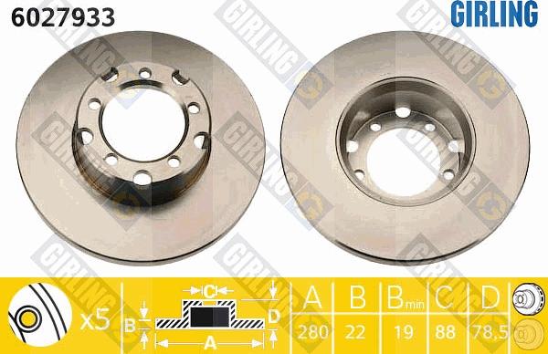 Girling 6027933 - Спирачен диск vvparts.bg