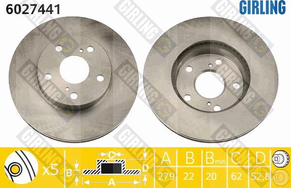 Girling 6027441 - Спирачен диск vvparts.bg