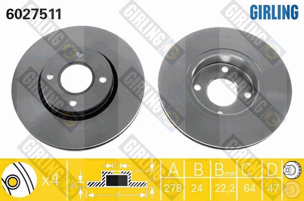 Girling 6027511 - Спирачен диск vvparts.bg