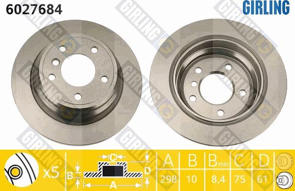 Girling 6027684 - Спирачен диск vvparts.bg