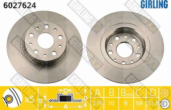 Girling 6027624 - Спирачен диск vvparts.bg