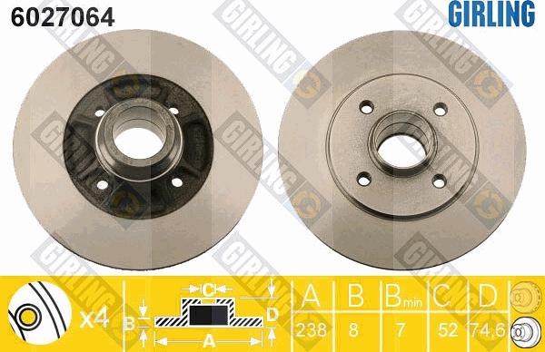 Girling 6027064 - Спирачен диск vvparts.bg