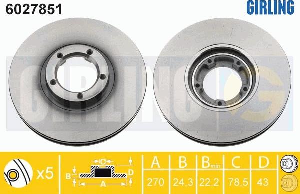 Girling 6027851 - Спирачен диск vvparts.bg