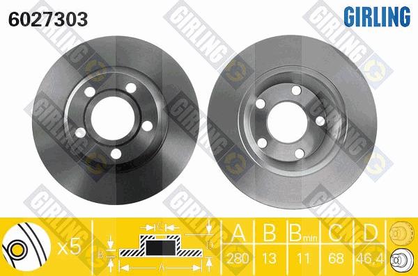 Girling 6027303 - Спирачен диск vvparts.bg