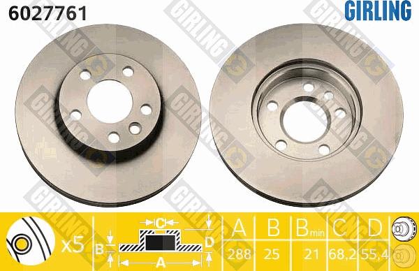 Girling 6027761 - Спирачен диск vvparts.bg