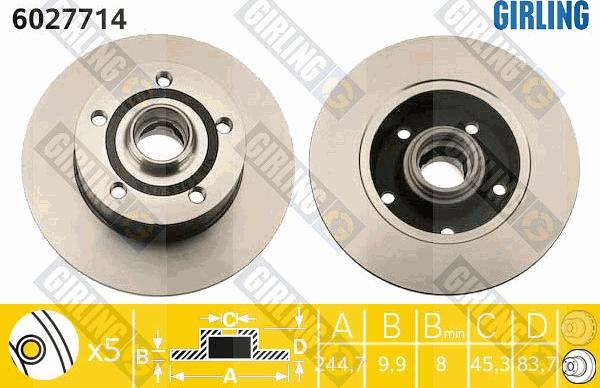 Girling 6027714 - Спирачен диск vvparts.bg