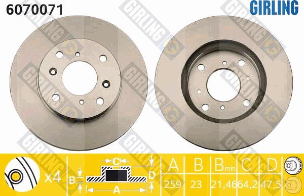 Girling 6070071 - Спирачен диск vvparts.bg