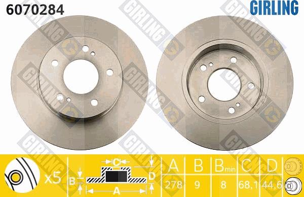 Girling 6070284 - Спирачен диск vvparts.bg