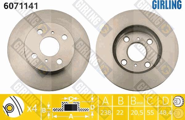 Girling 6071141 - Спирачен диск vvparts.bg