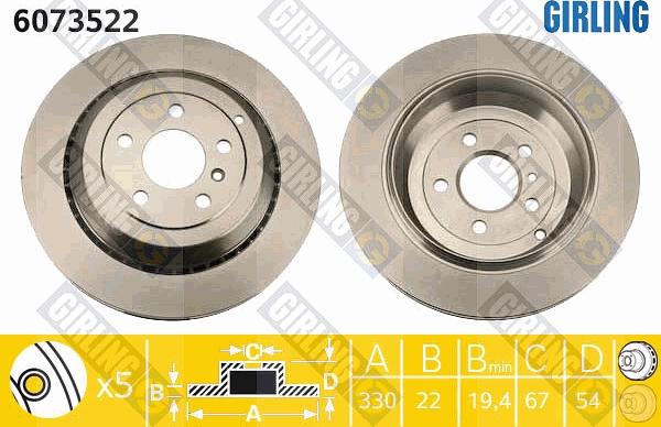 Girling 6073522 - Спирачен диск vvparts.bg