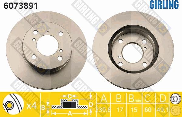 Girling 6073891 - Спирачен диск vvparts.bg