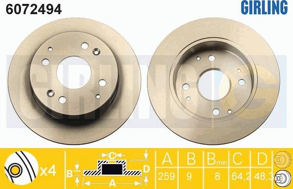 Girling 6072494 - Спирачен диск vvparts.bg