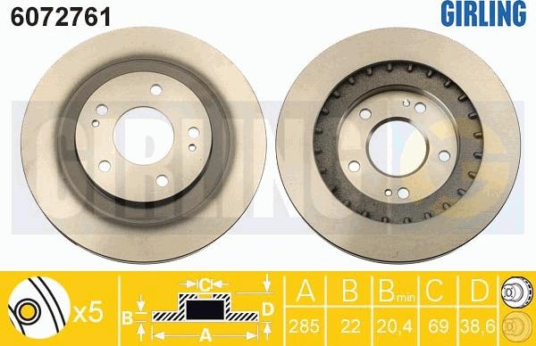 Girling 6072761 - Спирачен диск vvparts.bg