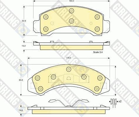 Girling 6140139 - Комплект спирачно феродо, дискови спирачки vvparts.bg