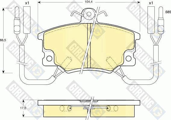 Girling 6104571 - Комплект спирачно феродо, дискови спирачки vvparts.bg