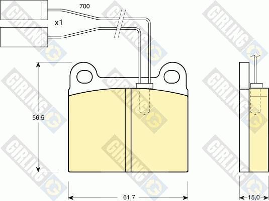 Girling 6103622 - Комплект спирачно феродо, дискови спирачки vvparts.bg