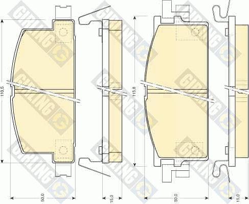 Girling 6107809 - Комплект спирачно феродо, дискови спирачки vvparts.bg