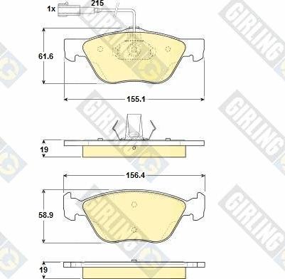 Girling 6114452 - Комплект спирачно феродо, дискови спирачки vvparts.bg