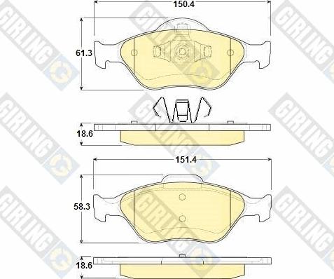 Girling 6114192 - Комплект спирачно феродо, дискови спирачки vvparts.bg