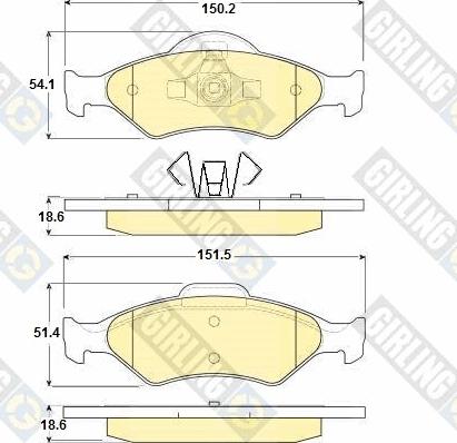 Girling 6114182 - Комплект спирачно феродо, дискови спирачки vvparts.bg