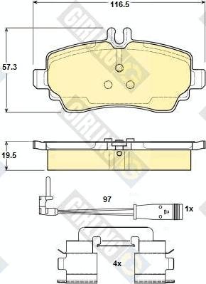 Girling 6114801 - Комплект спирачно феродо, дискови спирачки vvparts.bg