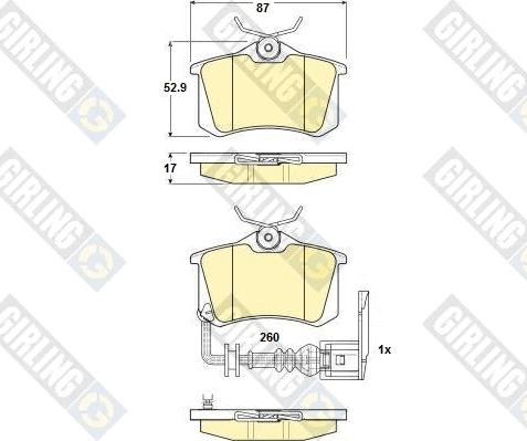 Girling 6114751 - Комплект спирачно феродо, дискови спирачки vvparts.bg