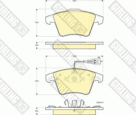 Girling 6115552 - Комплект спирачно феродо, дискови спирачки vvparts.bg