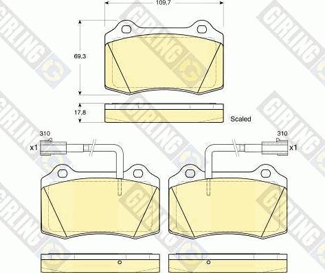 Girling 6115199 - Комплект спирачно феродо, дискови спирачки vvparts.bg