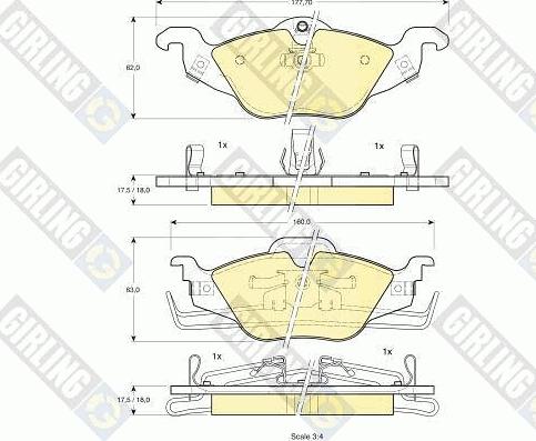 Girling 6113512 - Комплект спирачно феродо, дискови спирачки vvparts.bg