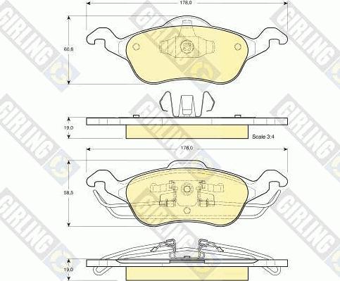 Girling 6113582 - Комплект спирачно феродо, дискови спирачки vvparts.bg