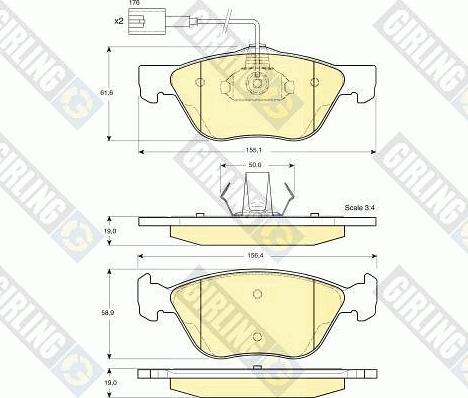 Girling 6113622 - Комплект спирачно феродо, дискови спирачки vvparts.bg