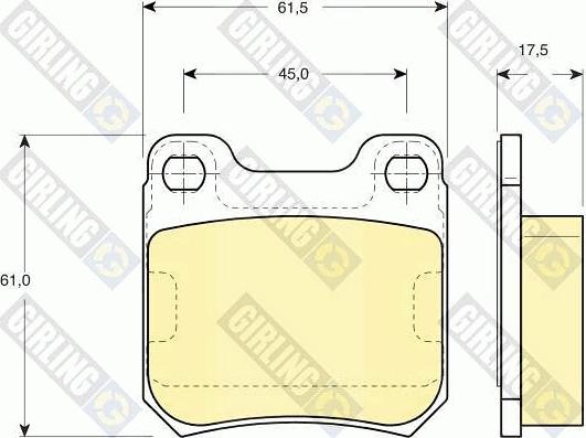 Girling 6113022 - Комплект спирачно феродо, дискови спирачки vvparts.bg